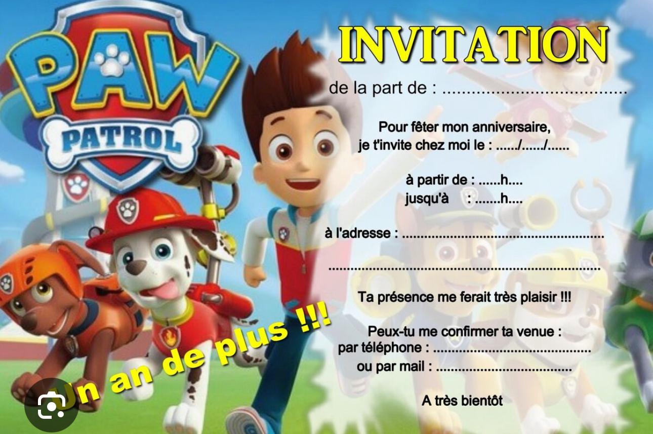 INVITATION POUR ENFANTS